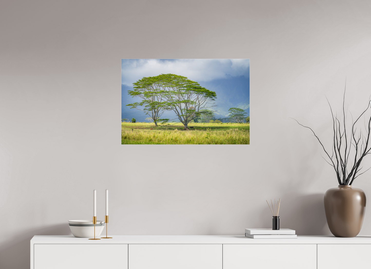 30 x 20″, Photo Print under Acrylic Glass Savanna Trees of Kauai