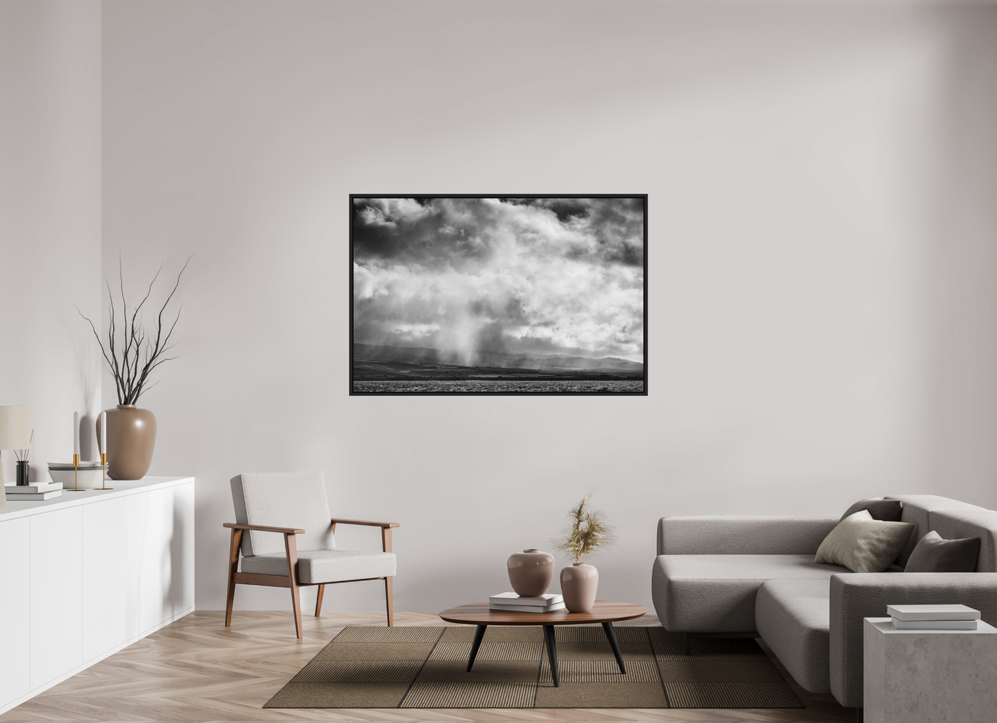 60 x 40″, ChromaLuxe HD Metal Print with Black Wood Floater Frame Rain Showers Along the Napali Coast