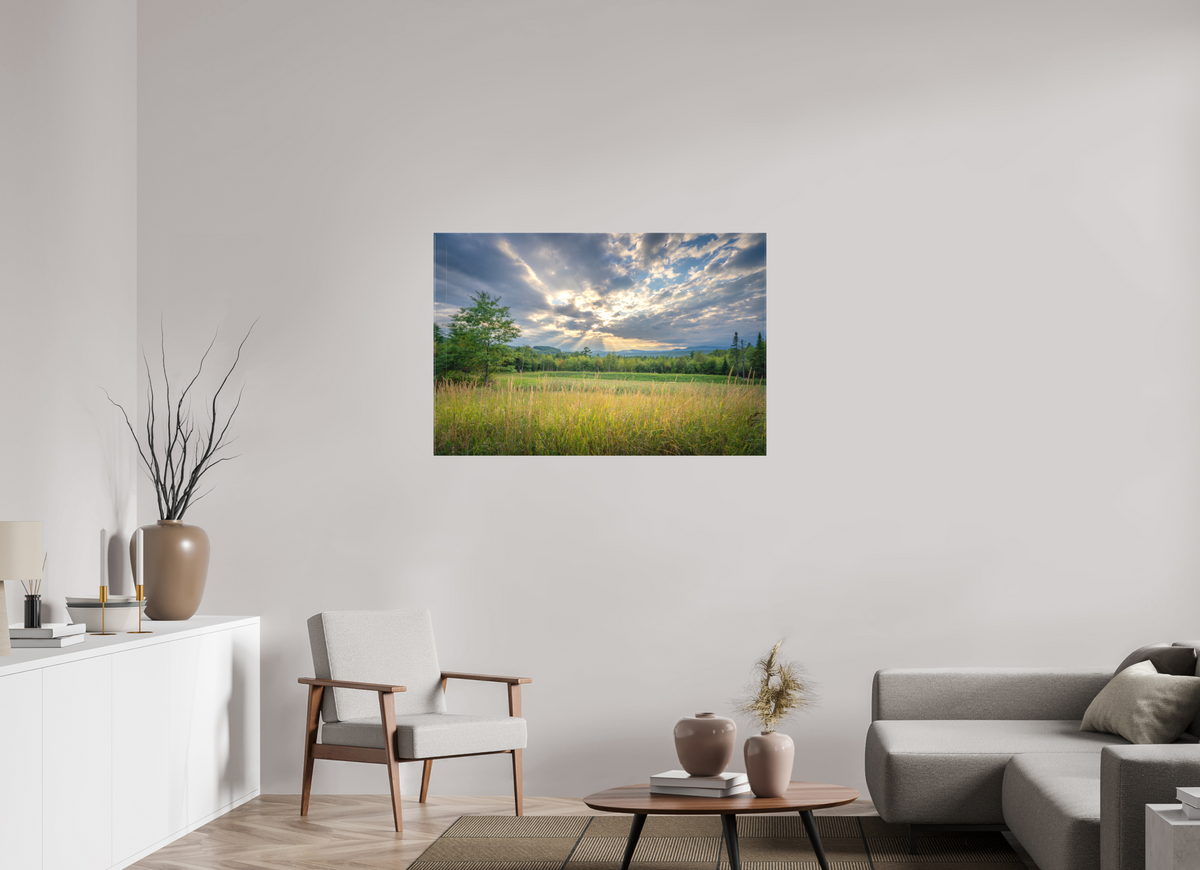 45 x 30″, Matte Canvas Print Mountain Sun Rays