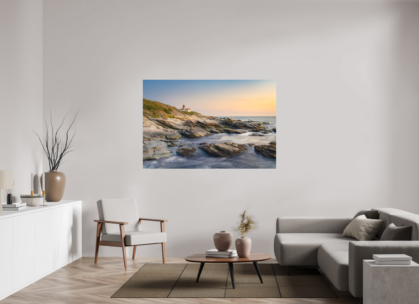 66 x 44″, Basic Matte Photo Print on Fuji Crystal DP II Paper Quiet Sunset at Beavertail Lighthouse