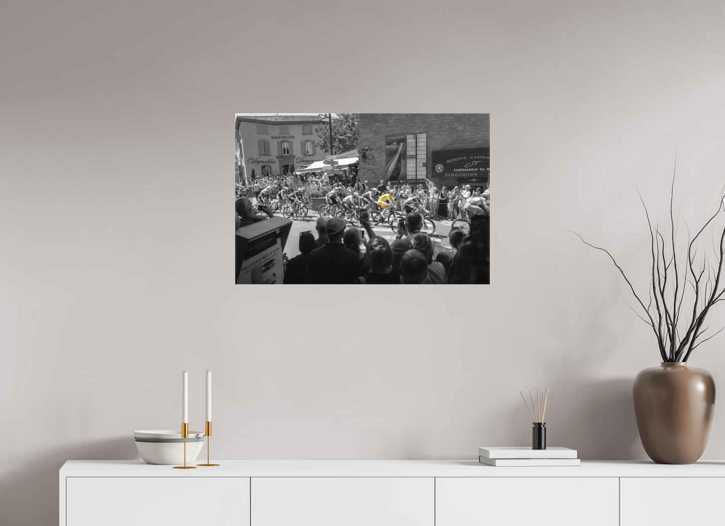 30 x 20″, Matte Canvas Print Tour de France Leader Tadej Pogacar in the Yellow Jersey