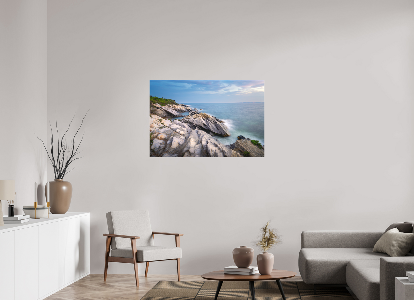 45 x 30″, Matte Canvas Print Blue Hour at Beavertail