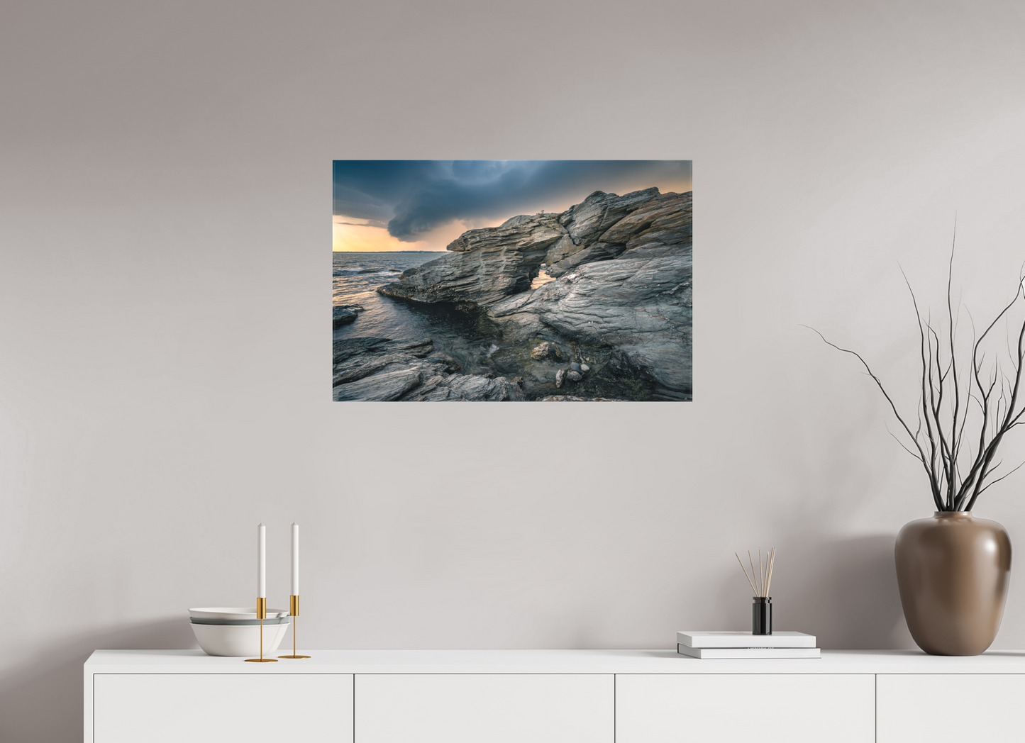 30 x 20″, Matte Canvas Print Thunderstorm Over Beavertail Arch