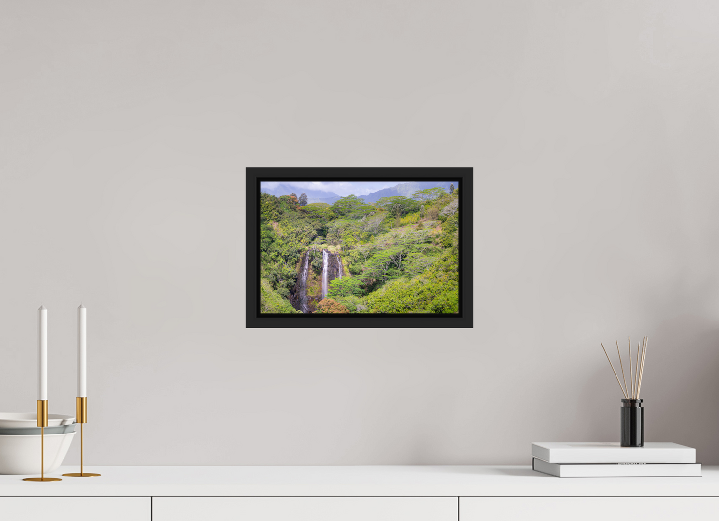 12 x 8″, Photo Print under Acrylic Glass with Black Wood Floater Frame Opeka Falls