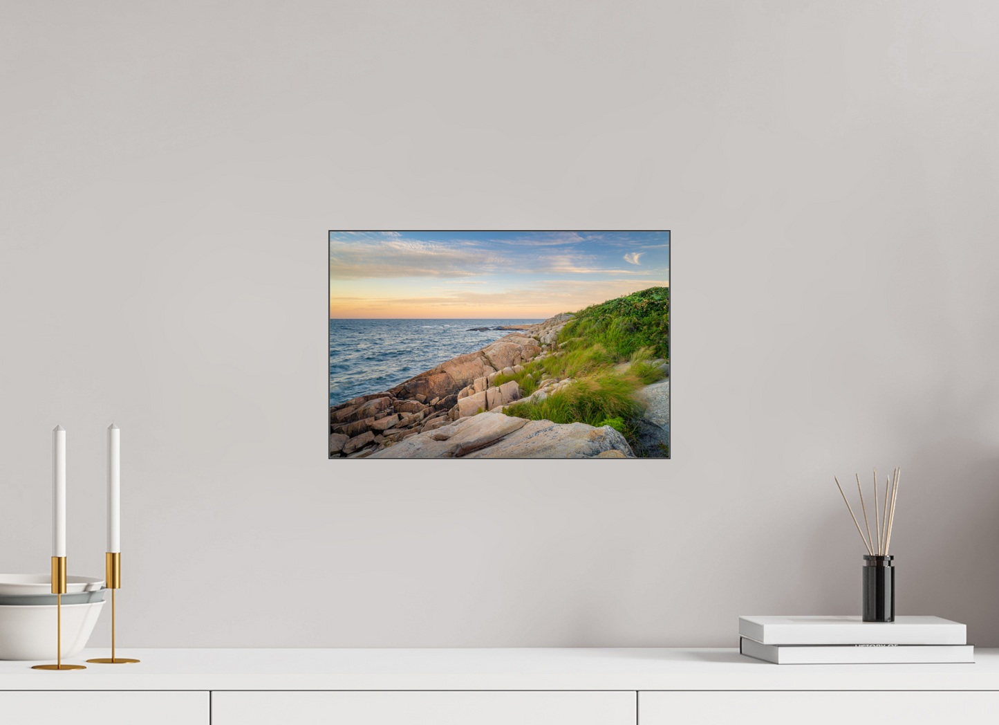 15 x 10″, Photo Print under Acrylic Glass with Black Slimline Case Black Point before Sunset