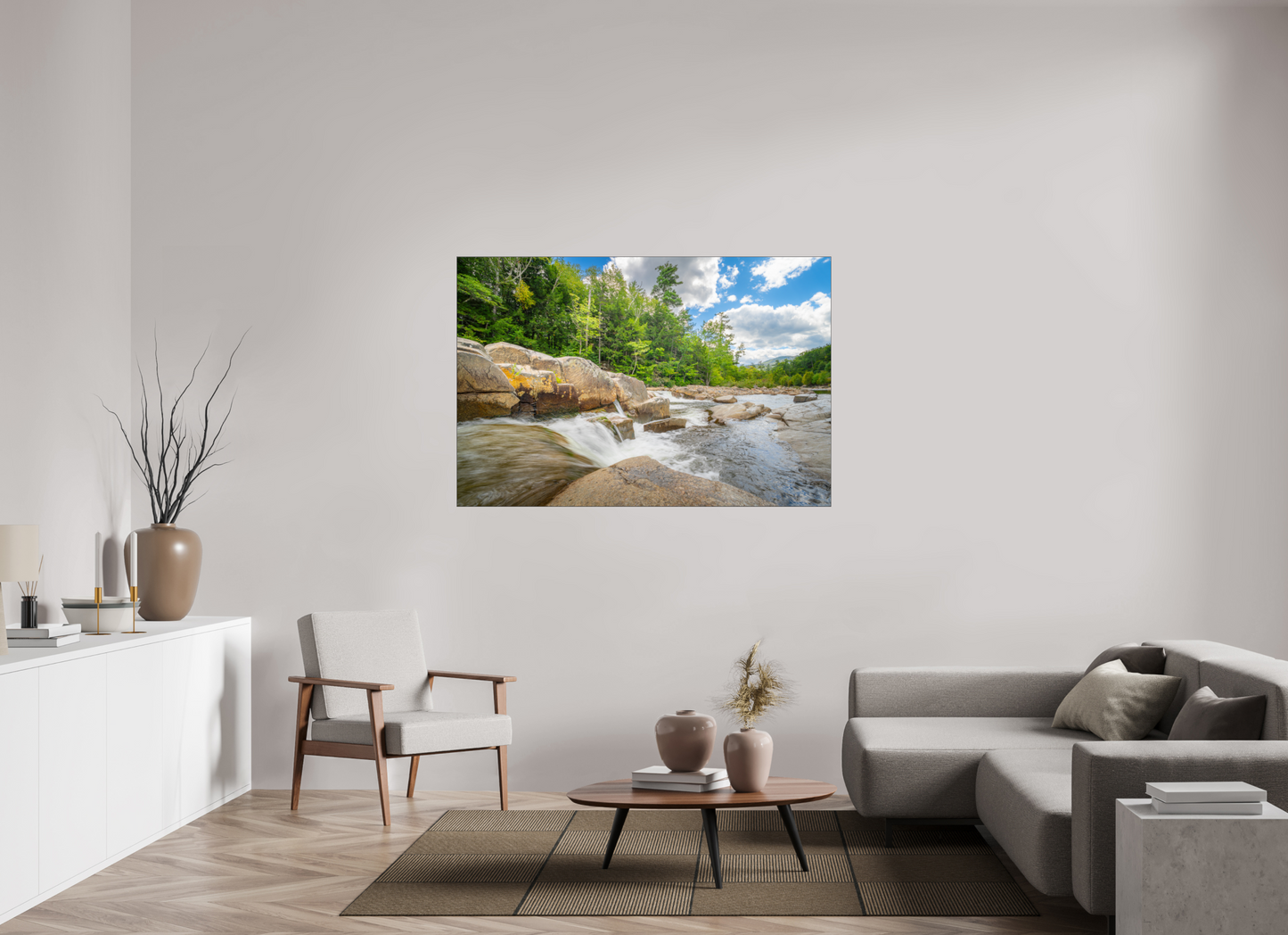 60 x 40″, Photo Print under Acrylic Glass with Black Slimline Case Over the Falls