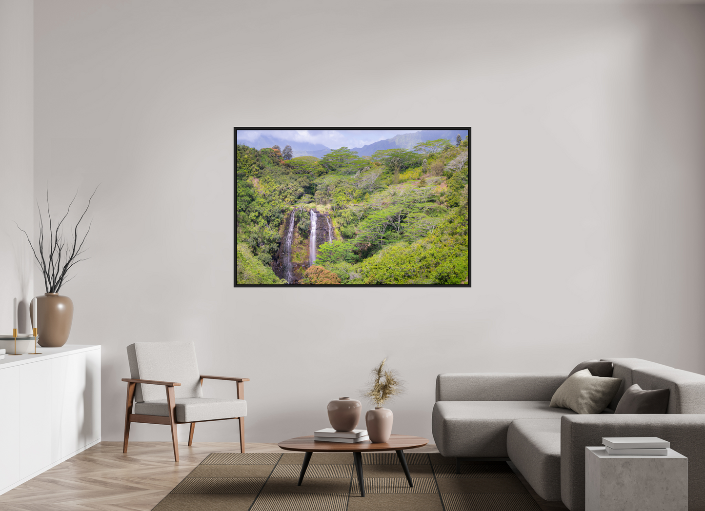 66 x 44″, ChromaLuxe HD Metal Print with Black Wood Floater Frame Opeka Falls