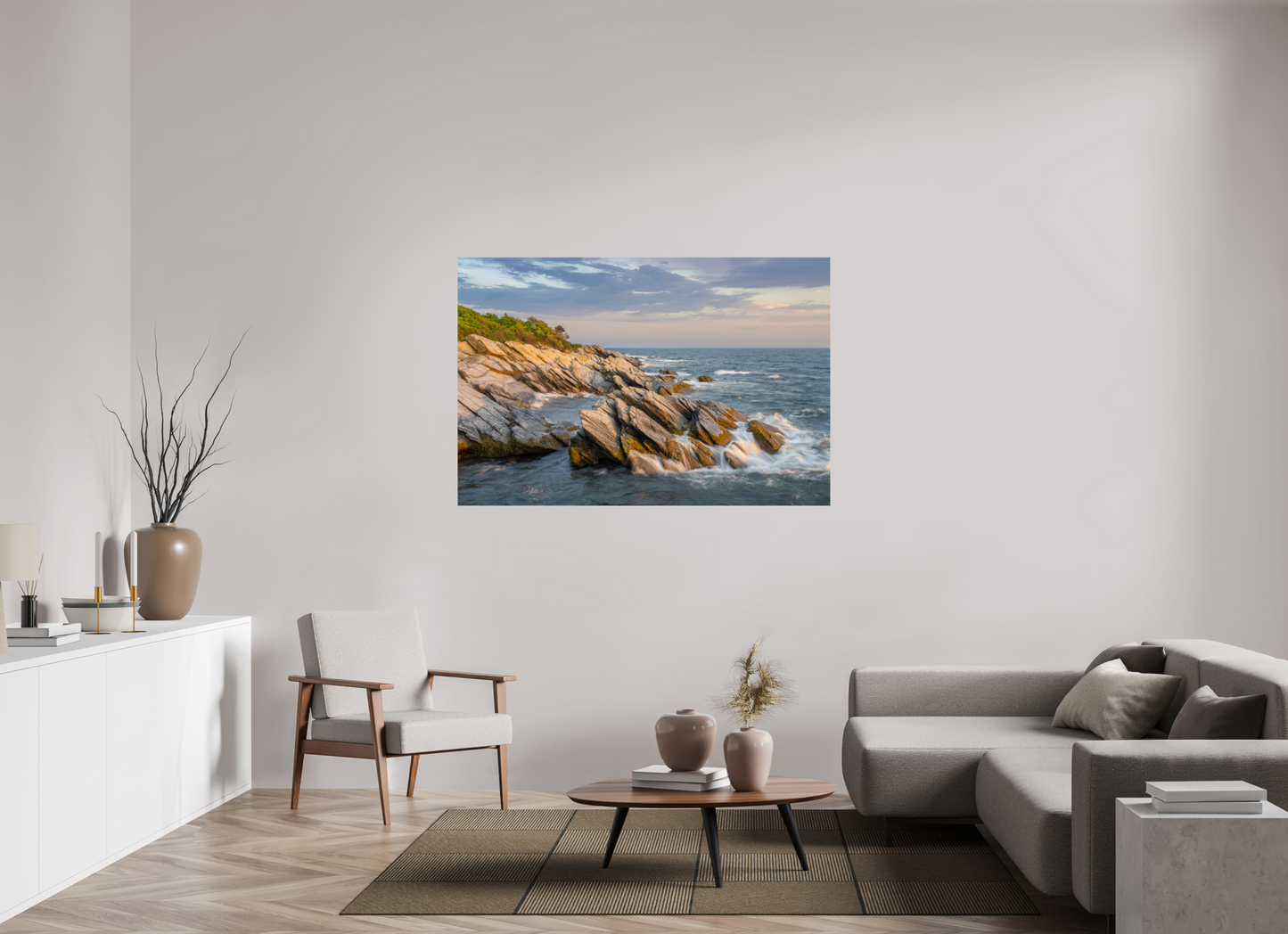 60 x 40″, Basic Photo Print on Fuji Crystal DP II Paper Beavertail Cliffs Approaching Sunset
