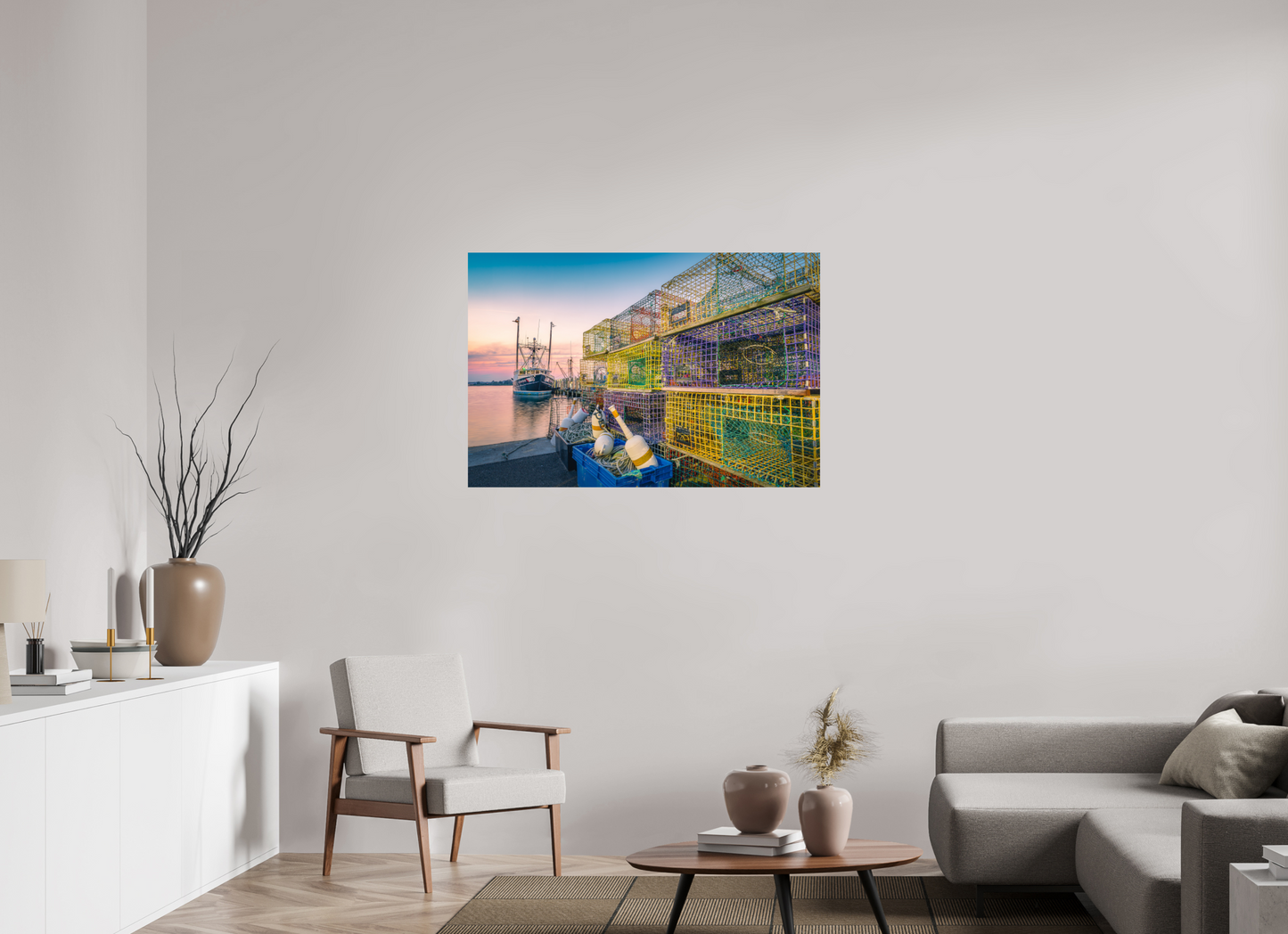 45 x 30″, Basic Photo Print on Fuji Crystal DP II Paper A Wall of Colorful Lobster Pots