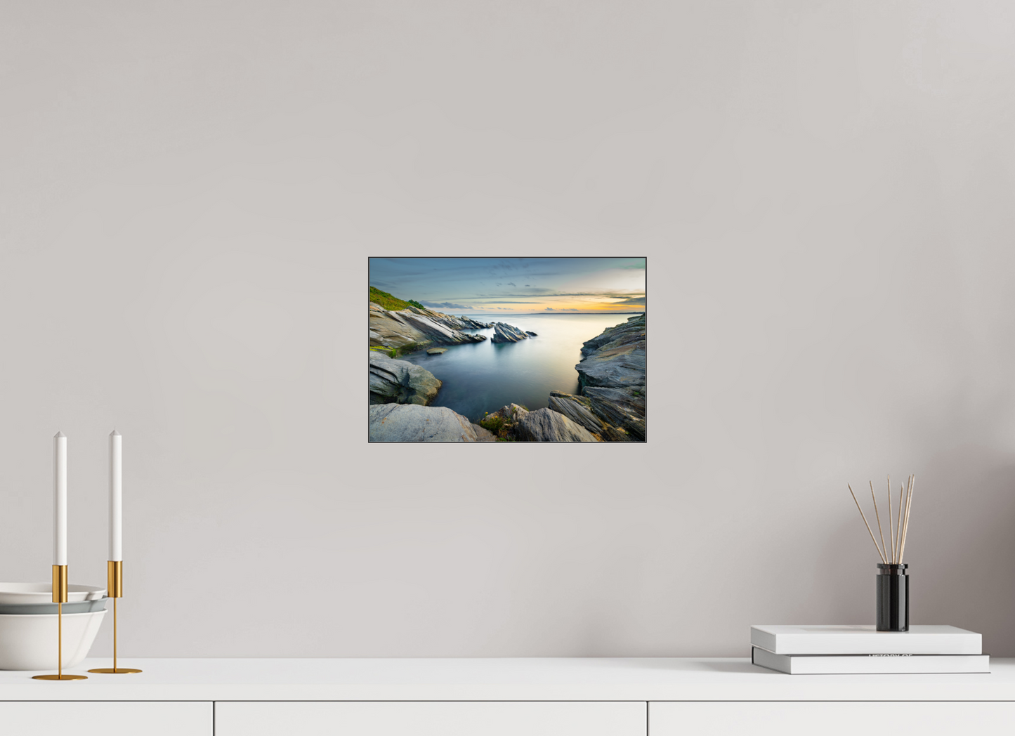 12 x 8″, Photo Print under Acrylic Glass with Black Slimline Case Sunset and Solitude