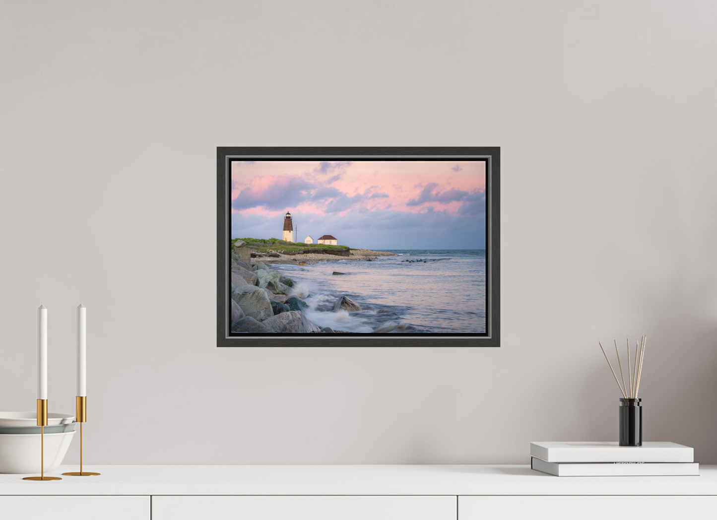 15 x 10″, Matte Canvas Print with Black Wood Floater Frame Quiet Sunset at Camp Cronin