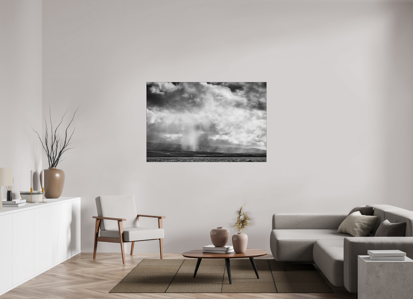 60 x 40″, Photo Print under Acrylic Glass with Black Slimline Case Rain Showers Along the Napali Coast