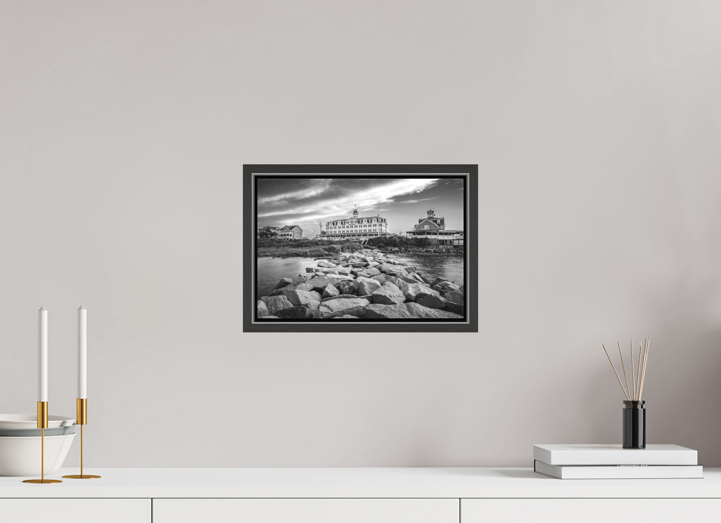 12 x 8″, Matte Canvas Print with Black Wood Floater Frame The National Hotel