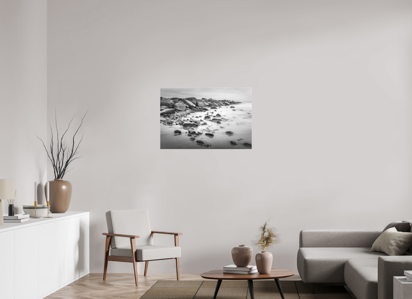 36 x 24″, Matte Canvas Print Overcast Morning at Sand Hill Cove