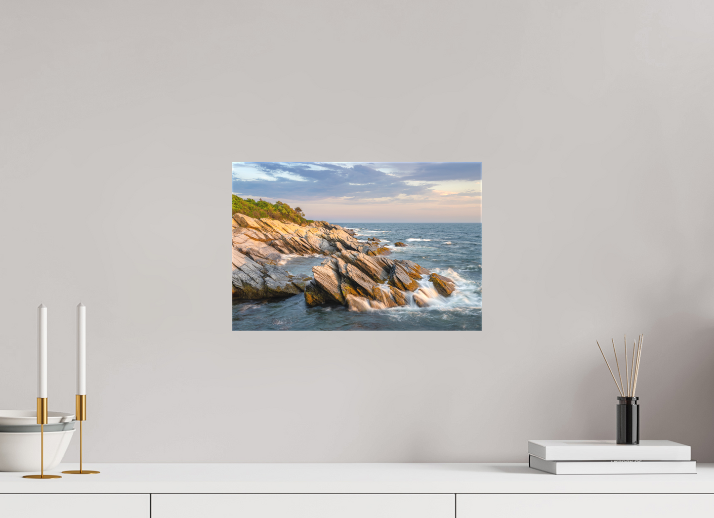 15 x 10″, Matte Canvas Print Beavertail Cliffs Approaching Sunset