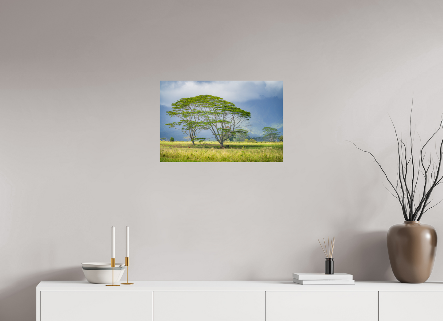 24 x 16″, ChromaLuxe HD Metal Print Savanna Trees of Kauai