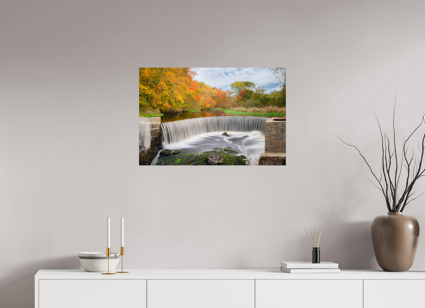 30 x 20″, ChromaLuxe HD Metal Print Autumn at Horseshoe Falls