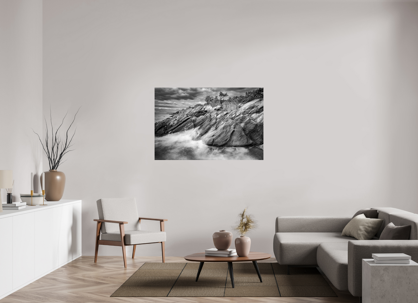54 x 36″, Photo Print On Fuji Crystal DP II Rough Seas Against Beavertail Cliffs