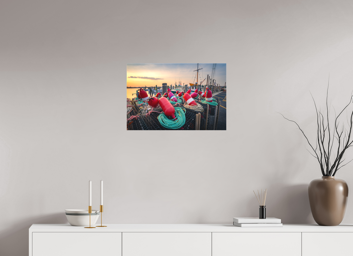 24 x 16″, Matte Canvas Print Buoys, Boats, and Lobster Pots