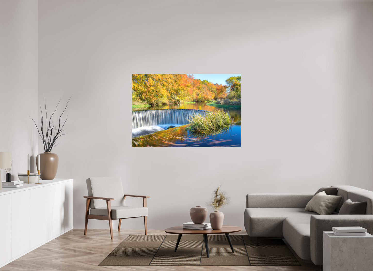 60 x 40″, Matte Canvas Print Peak Fall Colors Over Horseshoe Falls