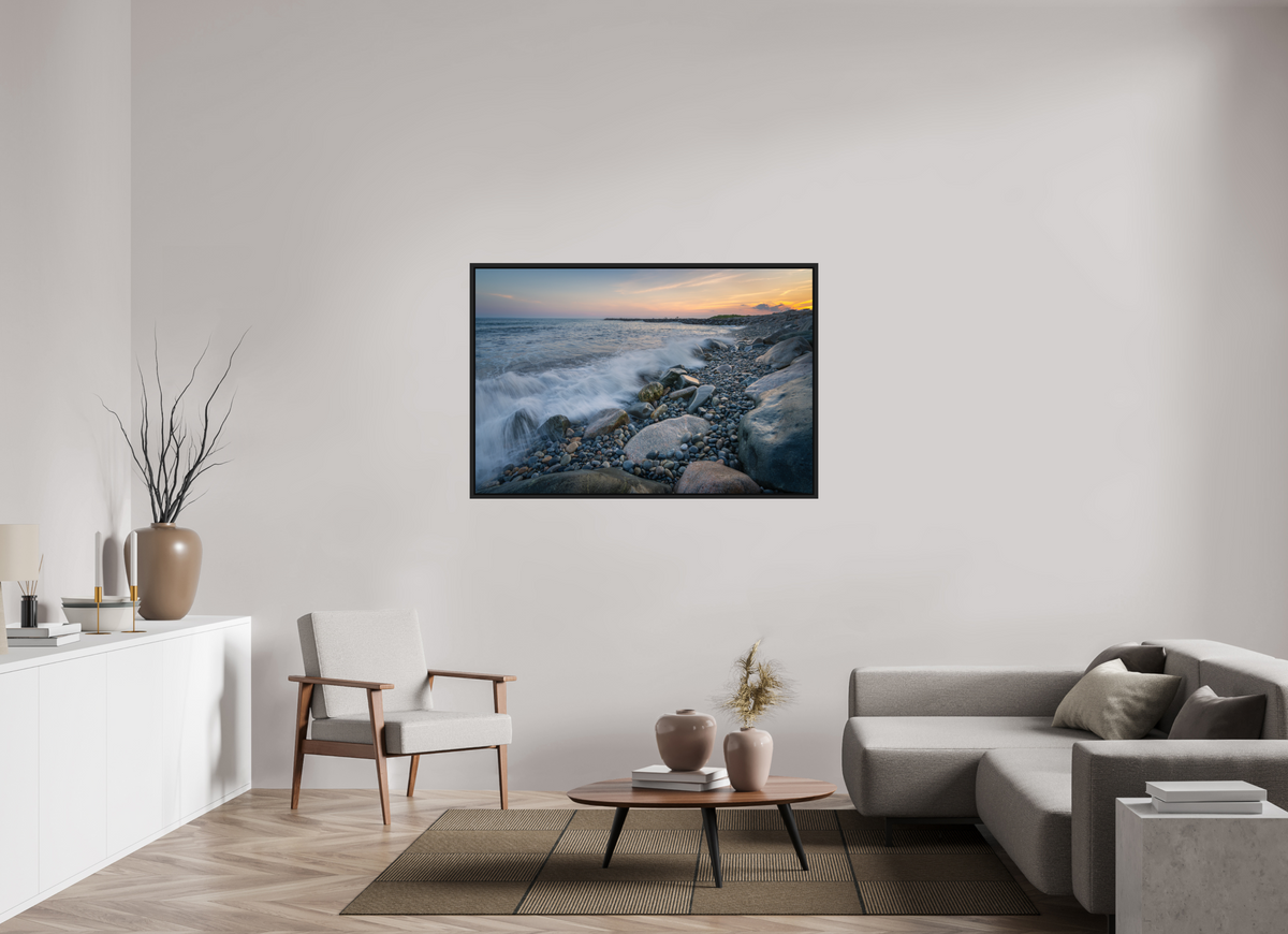 54 x 36″, Premium ChromaLuxe HD Aluminum Metal Print with Black Wood Floater Frame Waves Crashing at Camp Cronin