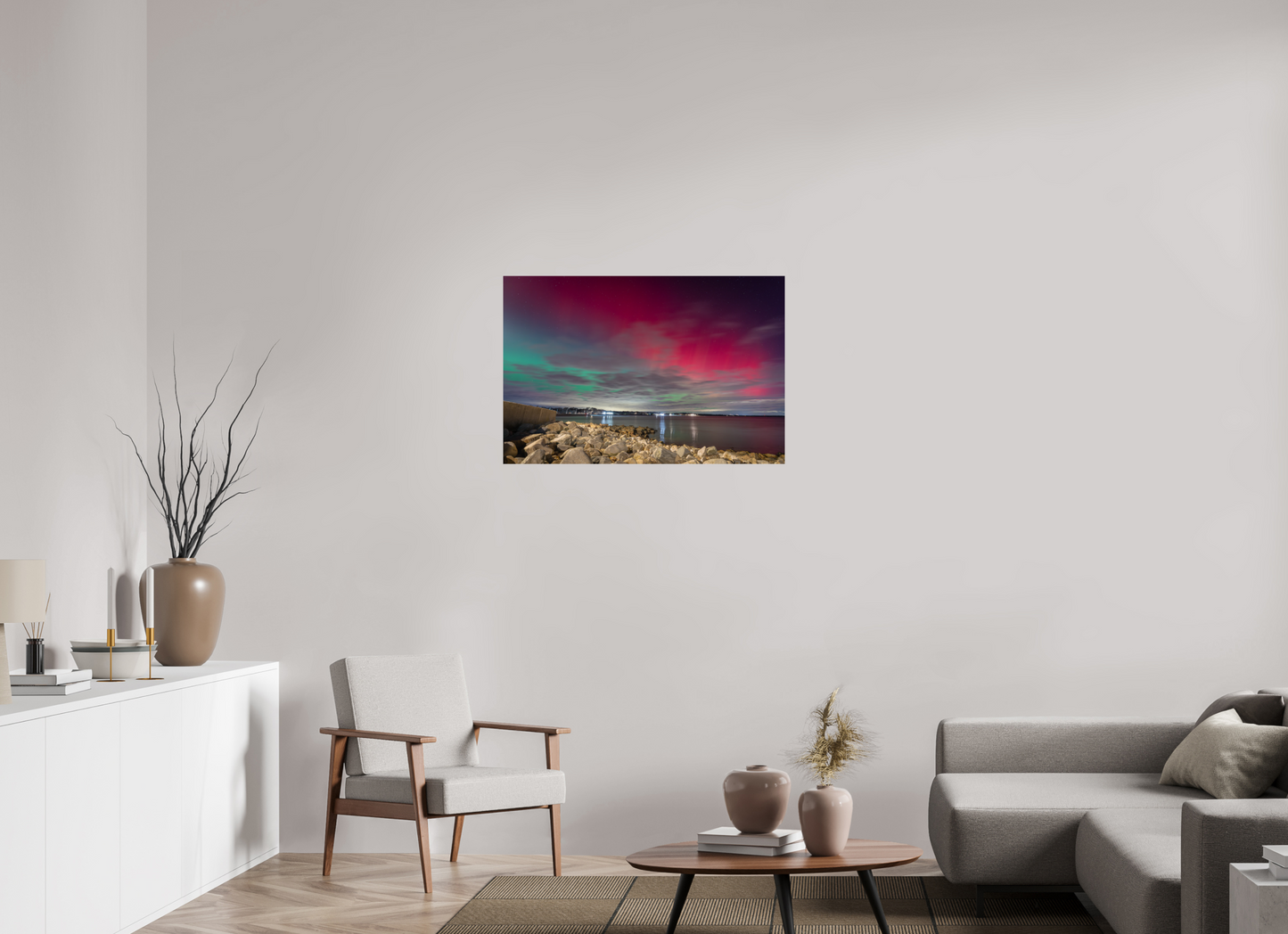 36 x 24″, Basic Photo Print on Fuji Crystal DP II Paper The Aurora Borealis over Narragansett Beach