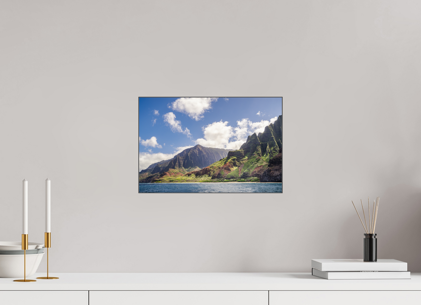 15 x 10″, Photo Print under Acrylic Glass with Black Slimline Case The Napali Coast