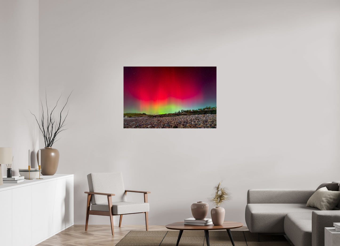 45 x 30″, Metallic Photo Print on Fuji Crystal Pearl Aurora Borealis at Camp Cronin
