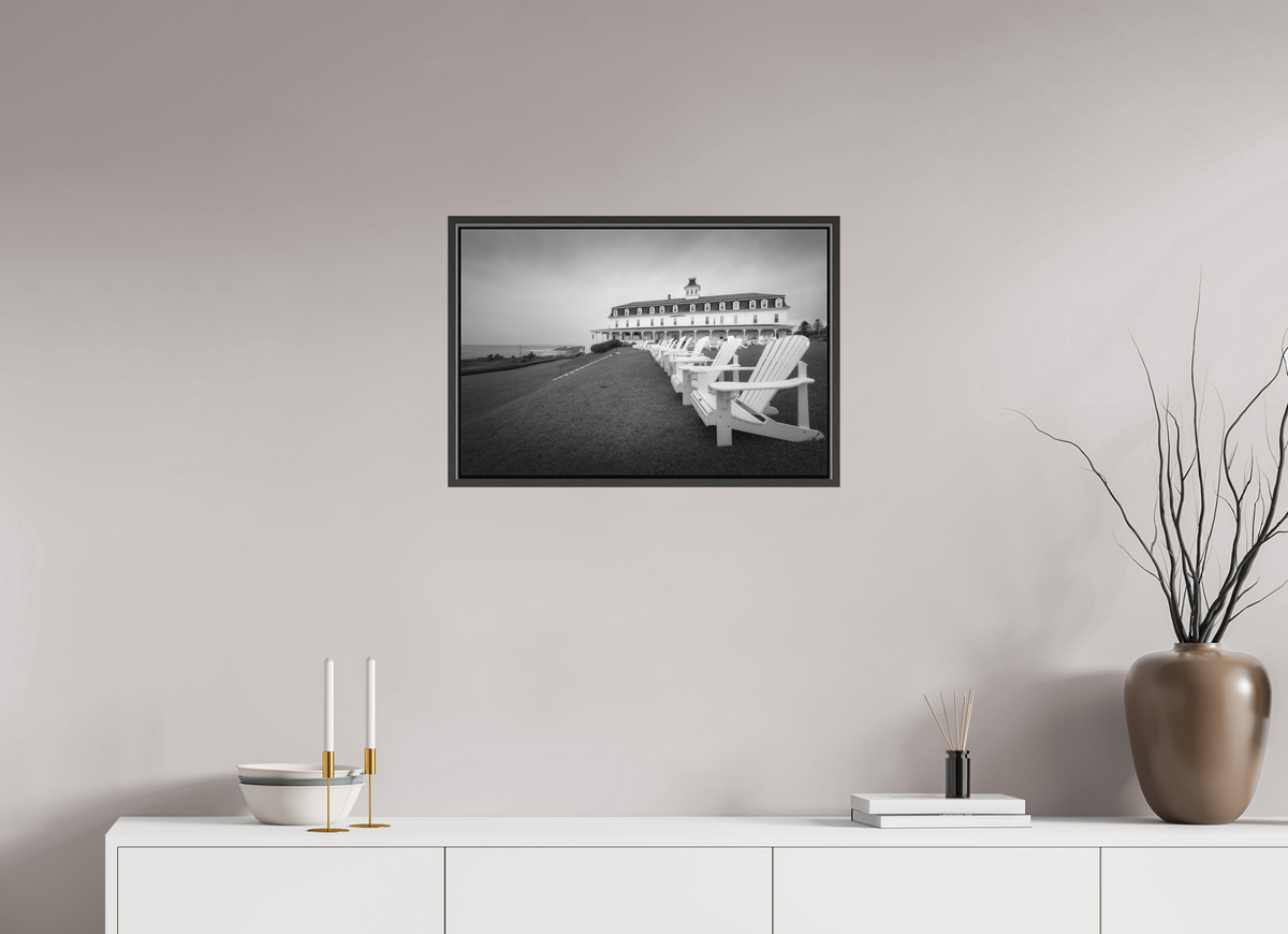 24 x 16″, Matte Canvas Print with Black Wood Floater Frame The Spring House