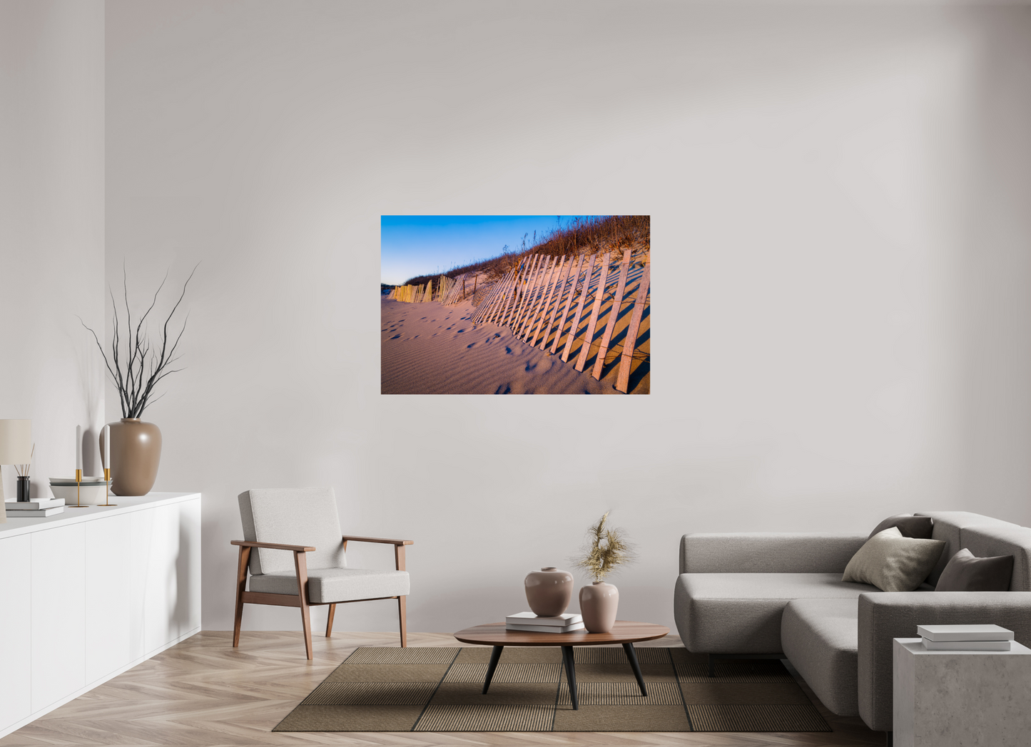 54 x 36″, ChromaLuxe HD Metal Print Sunset Glow on Sand Hill Cove Dunes
