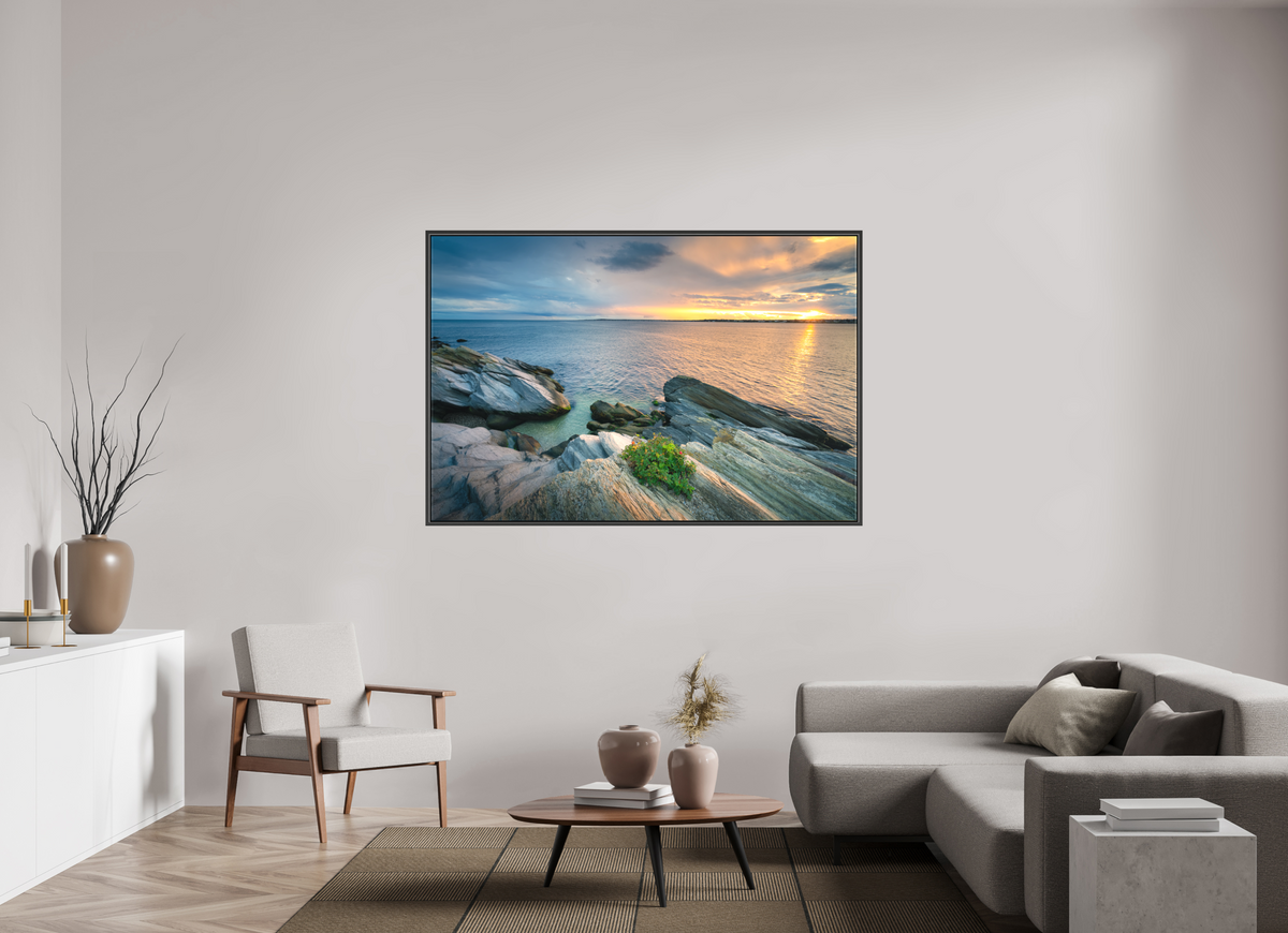 66 x 44″, Matte Canvas Print with Black Wood Floater Frame Beavertail Sun Rays