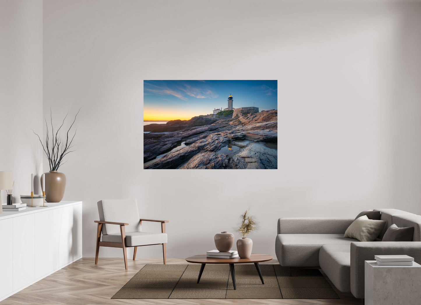 66 x 44″, Basic Photo Print on Fuji Crystal DP II Paper Beavertail Lighthouse Tide Pool Reflection