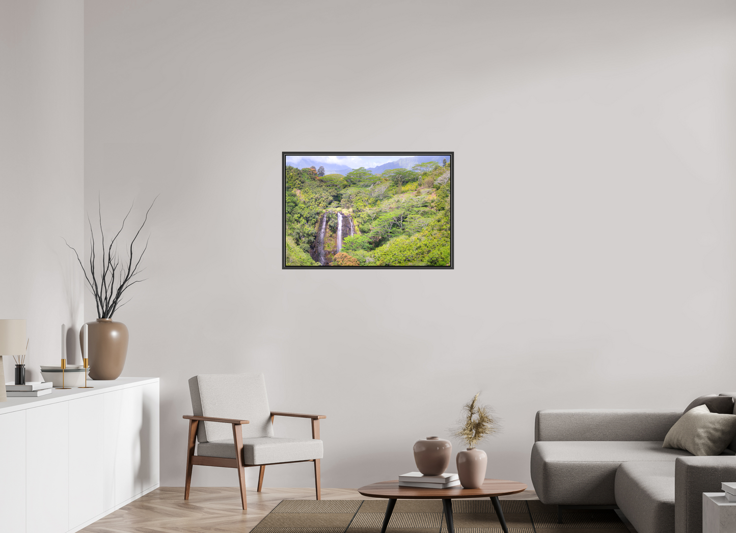 36 x 24″, Matte Canvas Print with Black Wood Floater Frame Opeka Falls