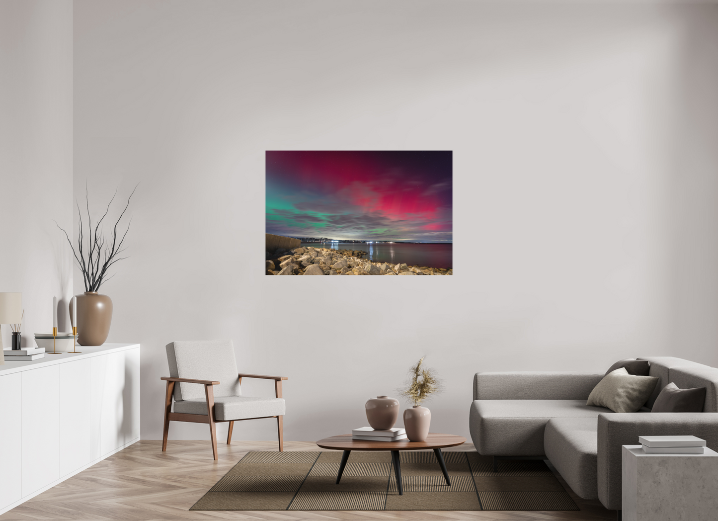 54 x 36″, Basic Matte Photo Print on Fuji Crystal DP II Paper The Aurora Borealis over Narragansett Beach