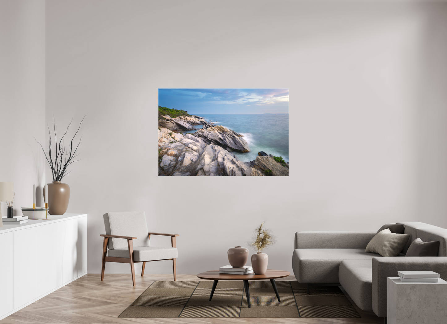 60 x 40″, Matte Canvas Print Blue Hour at Beavertail