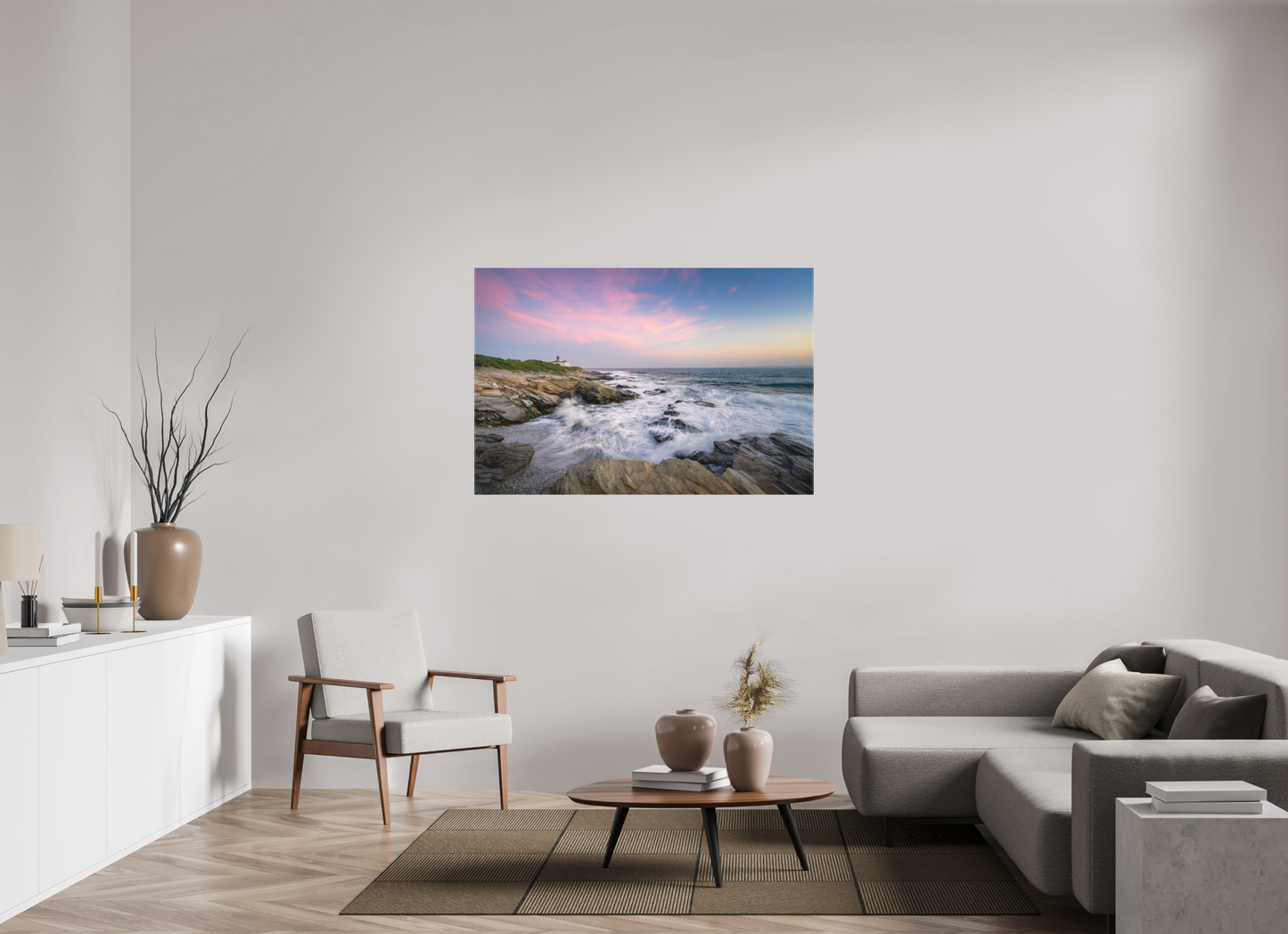 54 x 36″, Matte Canvas Print Rough Seas at Sunset