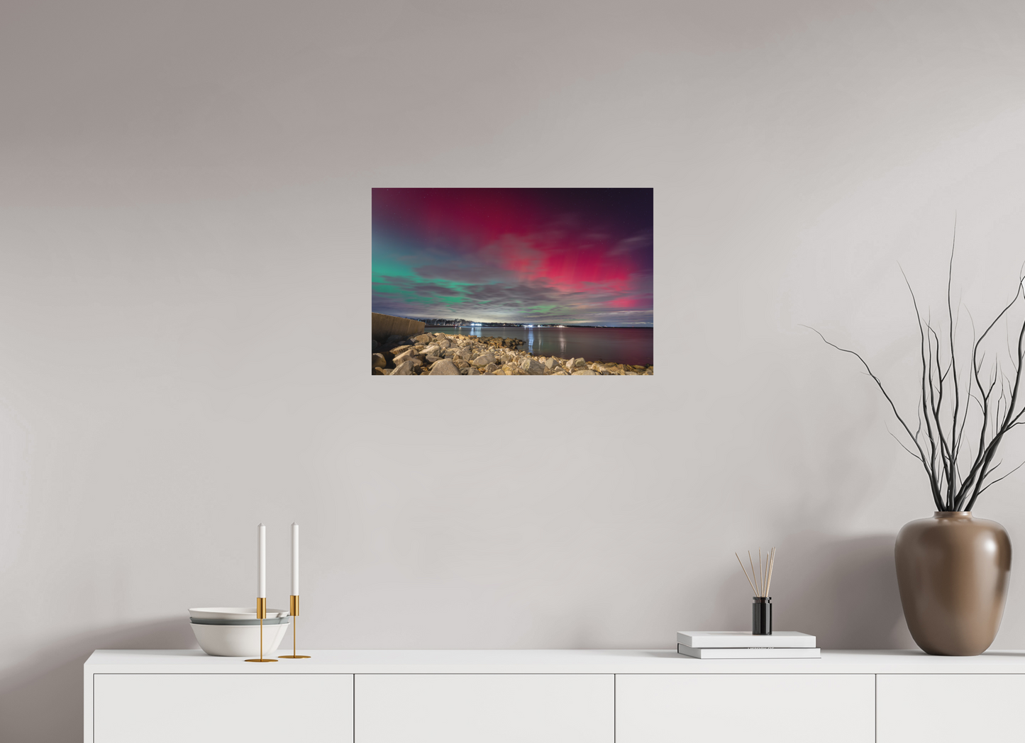 24 x 16″, Basic Matte Photo Print on Fuji Crystal DP II Paper The Aurora Borealis over Narragansett Beach