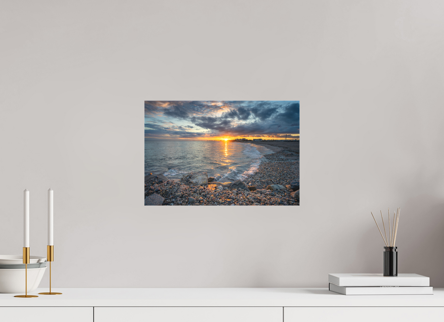 15 x 10″, Matte Canvas Print Roger Wheeler State Beach Sunset