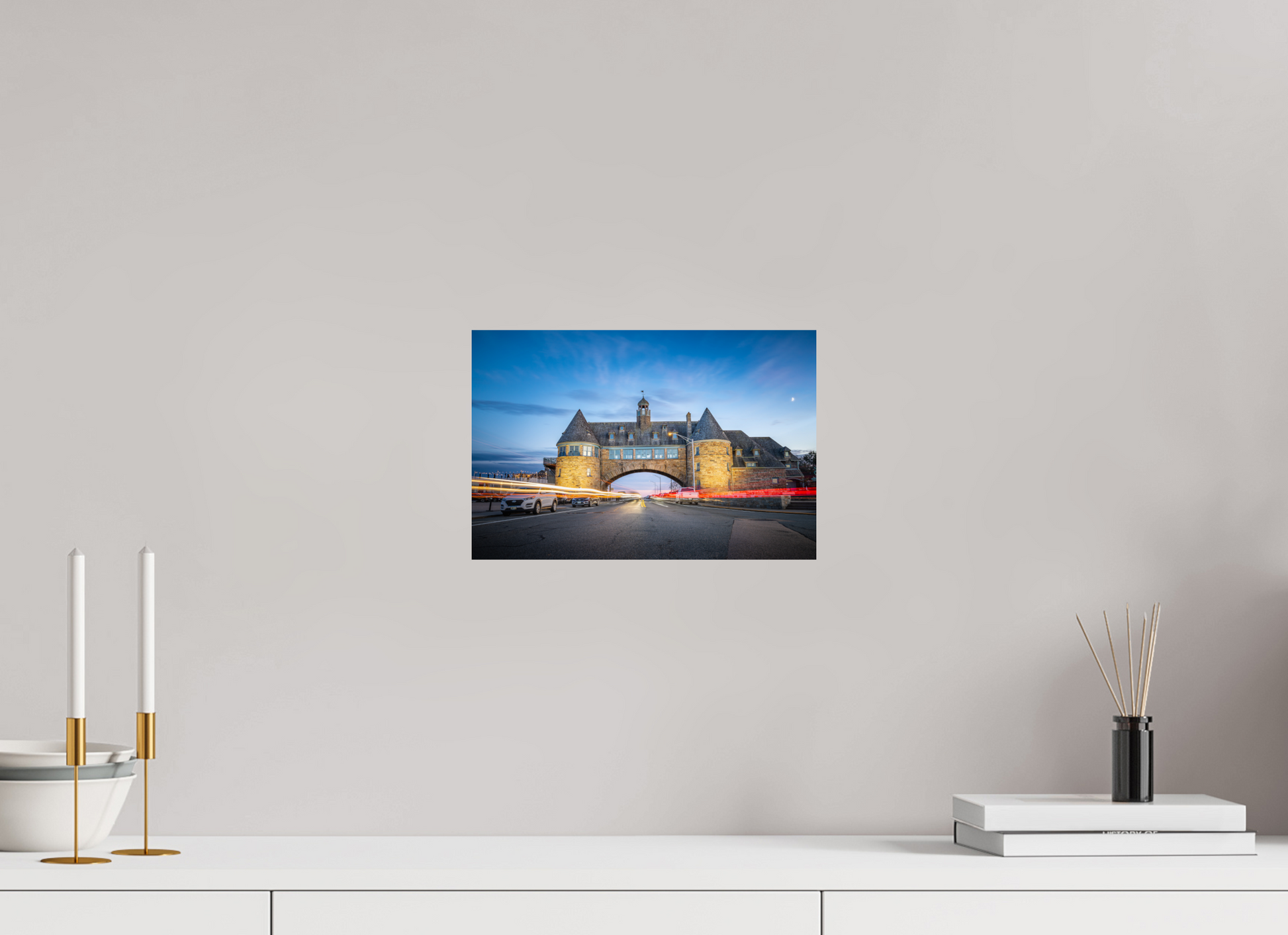 12 x 8″, Photo Print On Fuji Crystal DP II Narragansett Towers and Light Trails