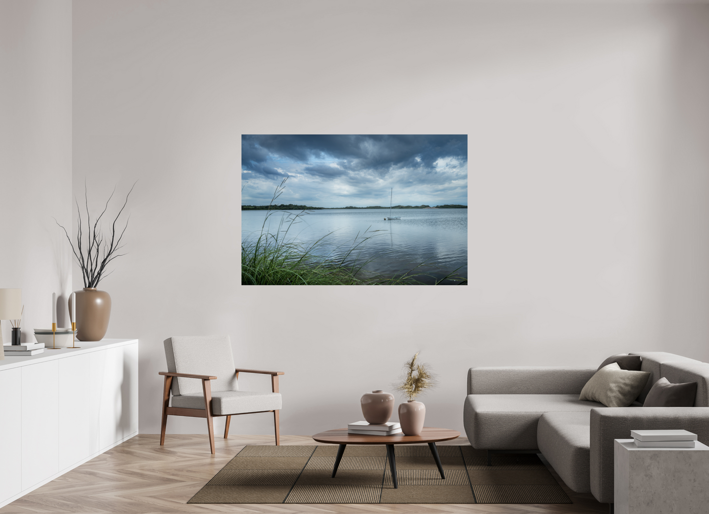 66 x 44″, ChromaLuxe HD Metal Print Lonely Boat on Sachem Pond