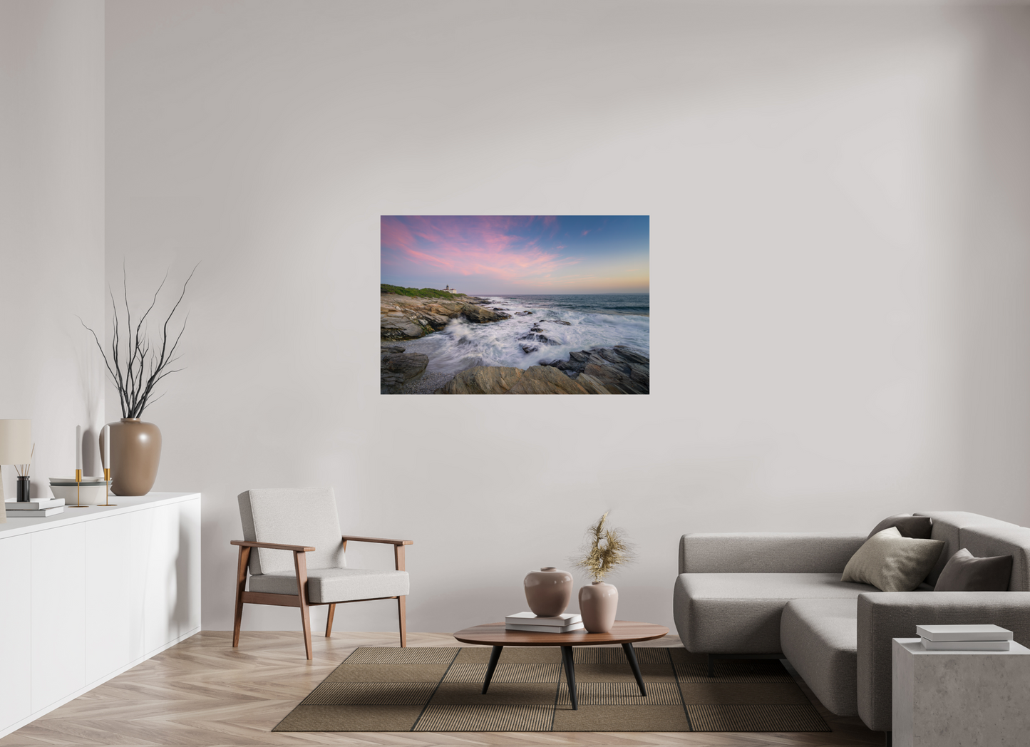 54 x 36″, Premium ChromaLuxe HD Aluminum Metal Print Rough Seas at Sunset