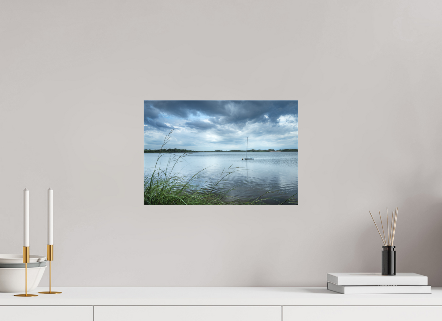 15 x 10″, Matte Canvas Print Lonely Boat on Sachem Pond