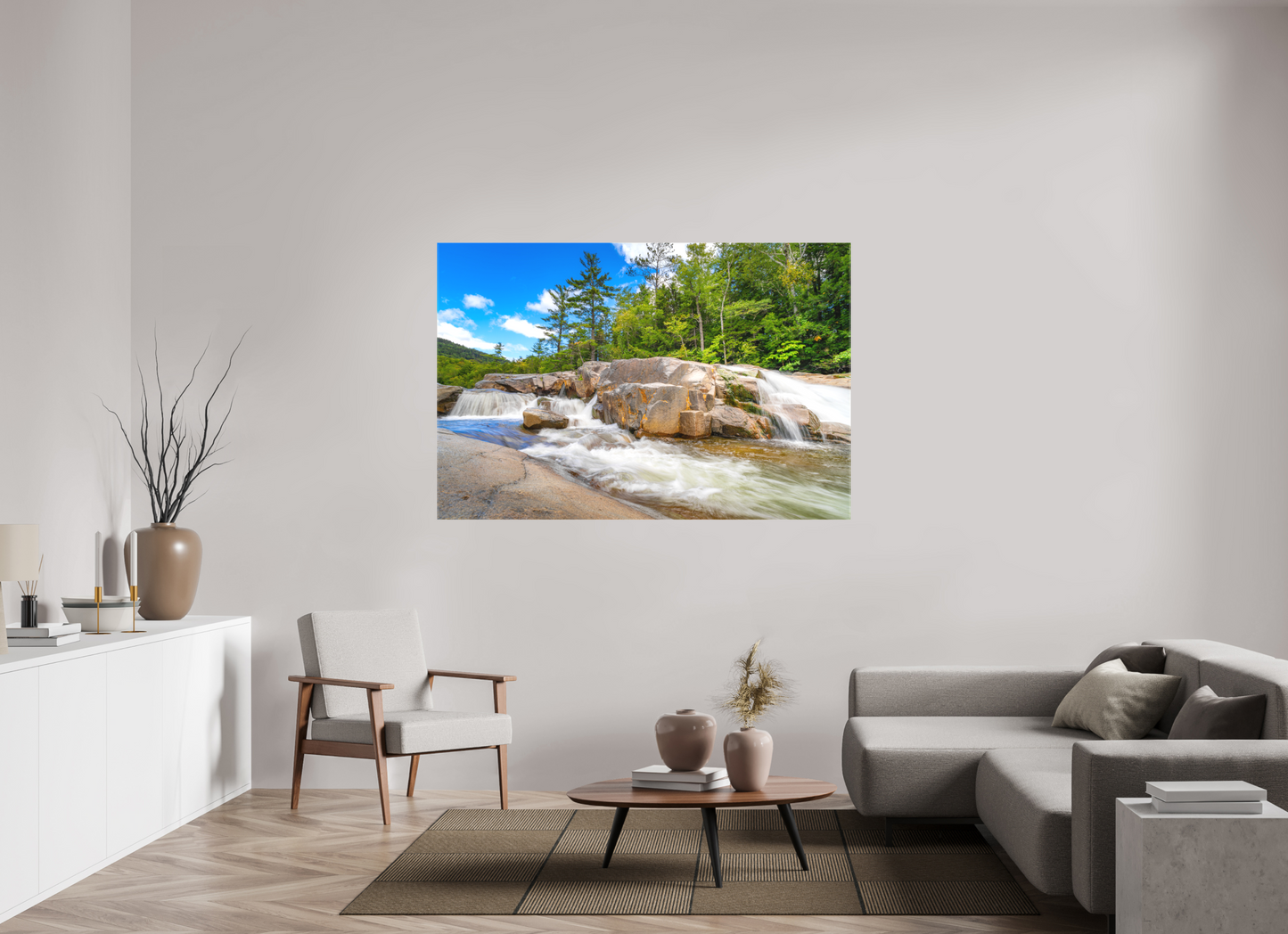 66 x 44″, Matte Canvas Print Kancamagus Waterfall