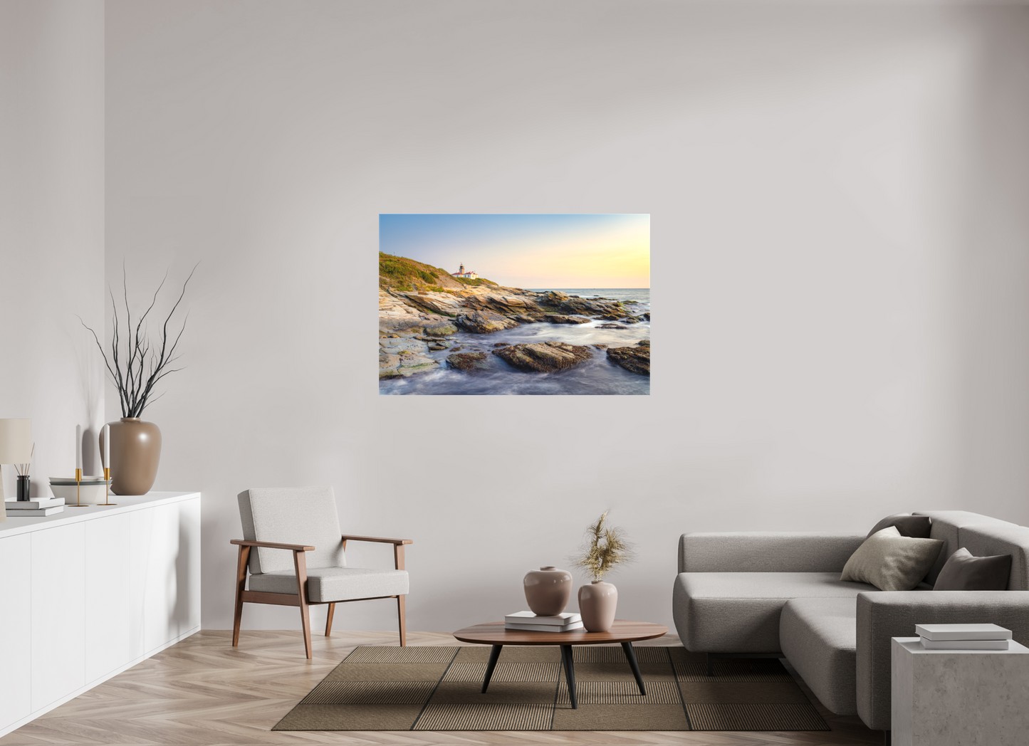 54 x 36″, Matte Canvas Print Beavertail Lighthouse