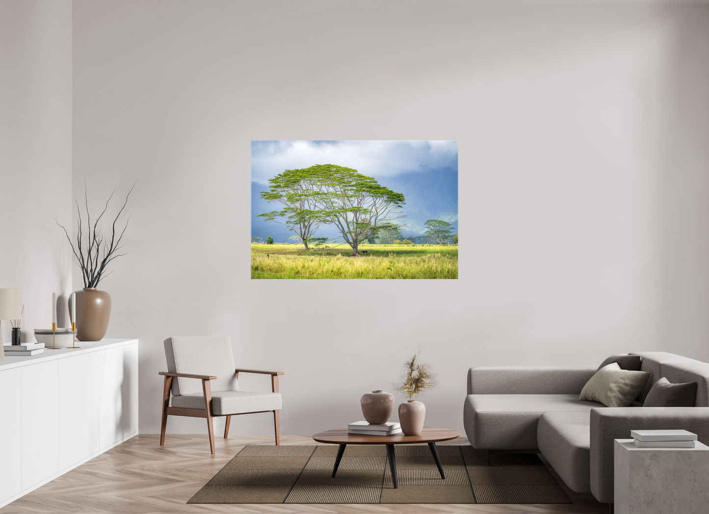 60 x 40″, Matte Canvas Print Savanna Trees of Kauai