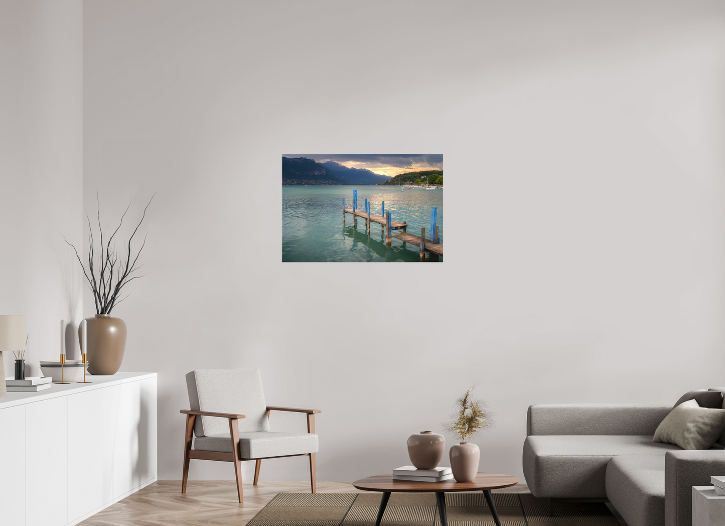 36 x 24″, Matte Canvas Print Thunderstorm over Lake Annecy