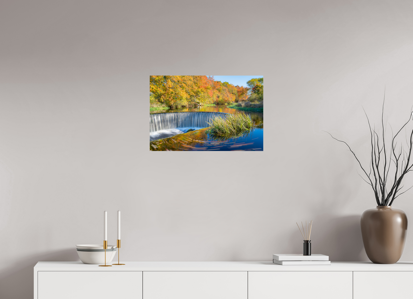 24 x 16″, Metallic Photo Print on Fuji Crystal Pearl Peak Fall Colors Over Horseshoe Falls