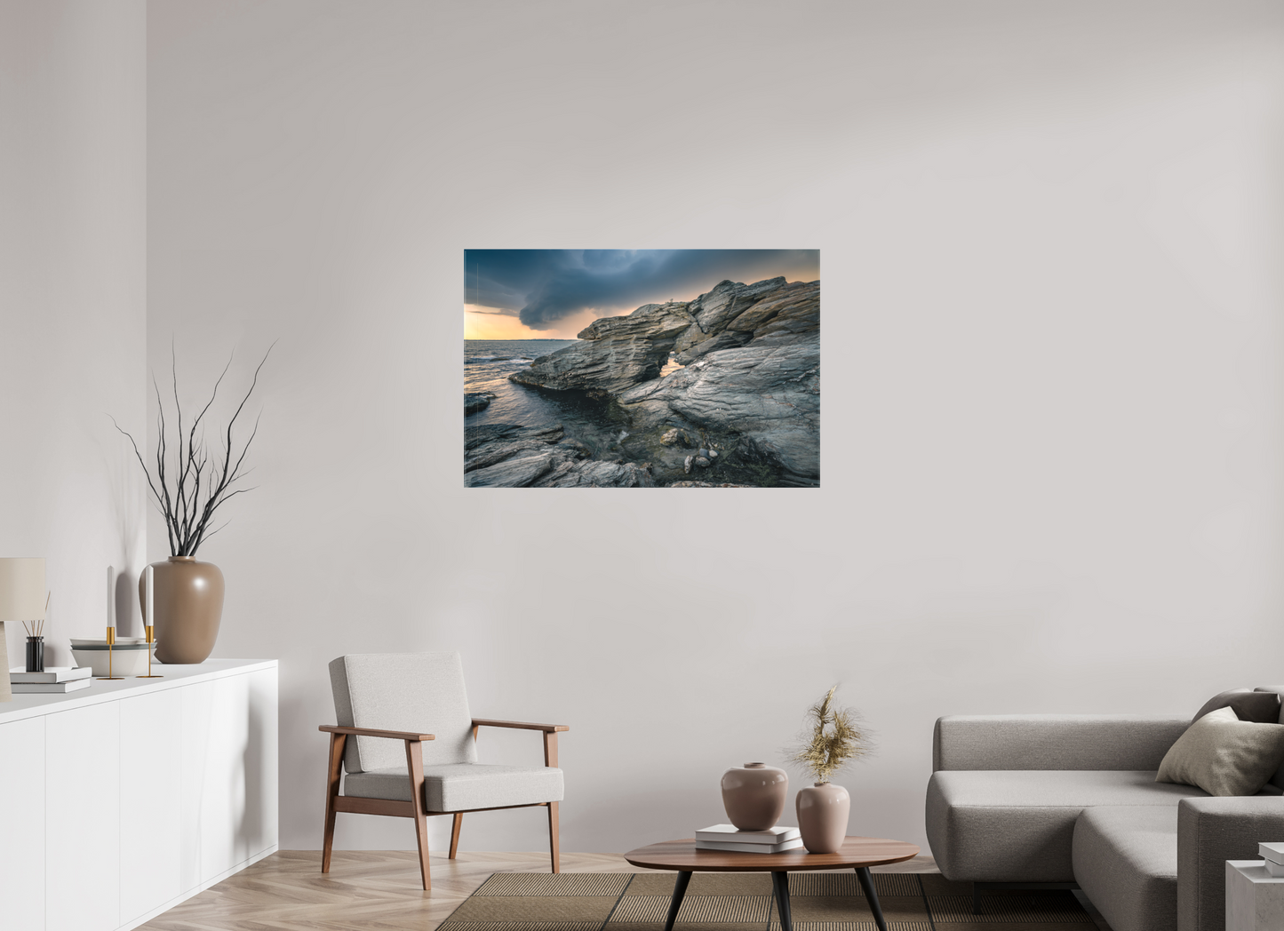 45 x 30″, Matte Canvas Print Thunderstorm Over Beavertail Arch