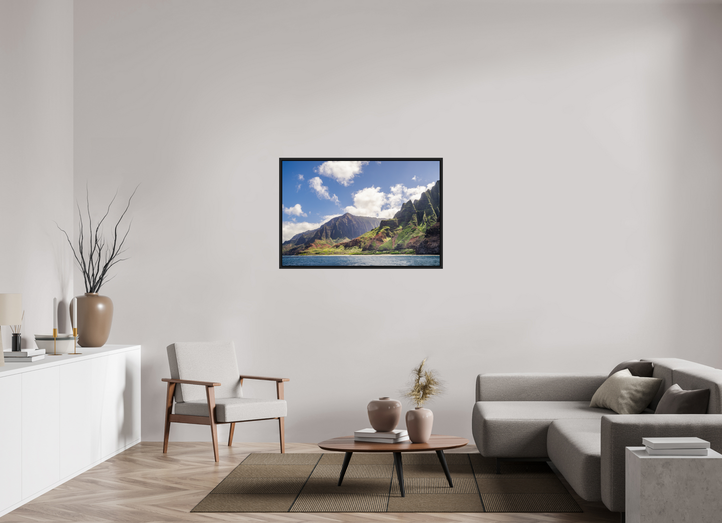 45 x 30″, ChromaLuxe HD Metal Print with Black Wood Floater Frame The Napali Coast