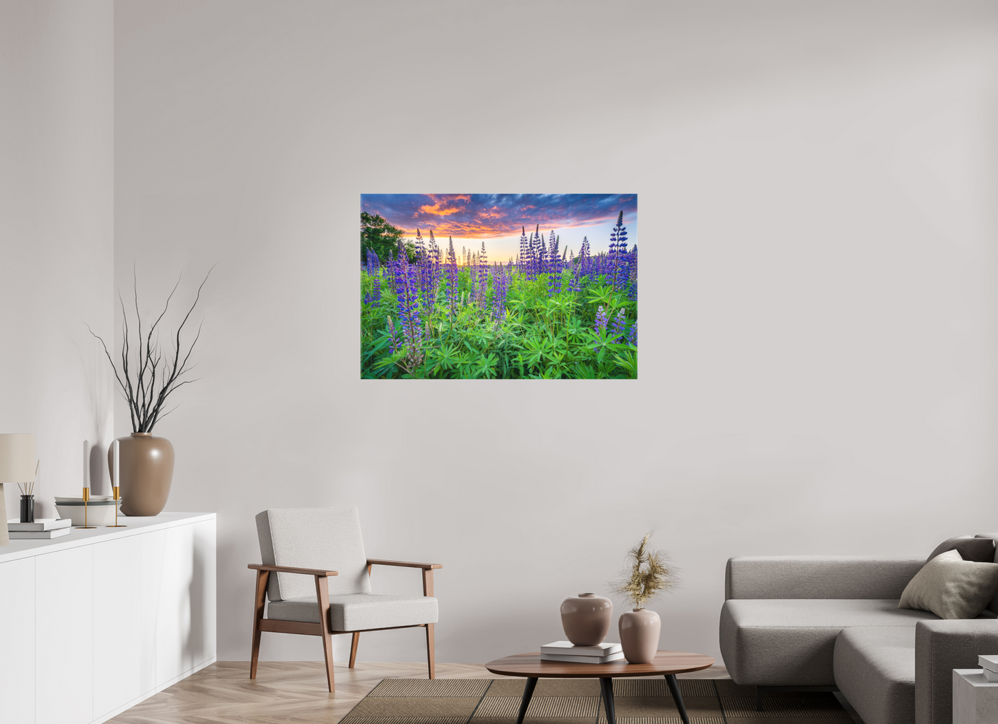 45 x 30″, Matte Canvas Print Lupine Sunset